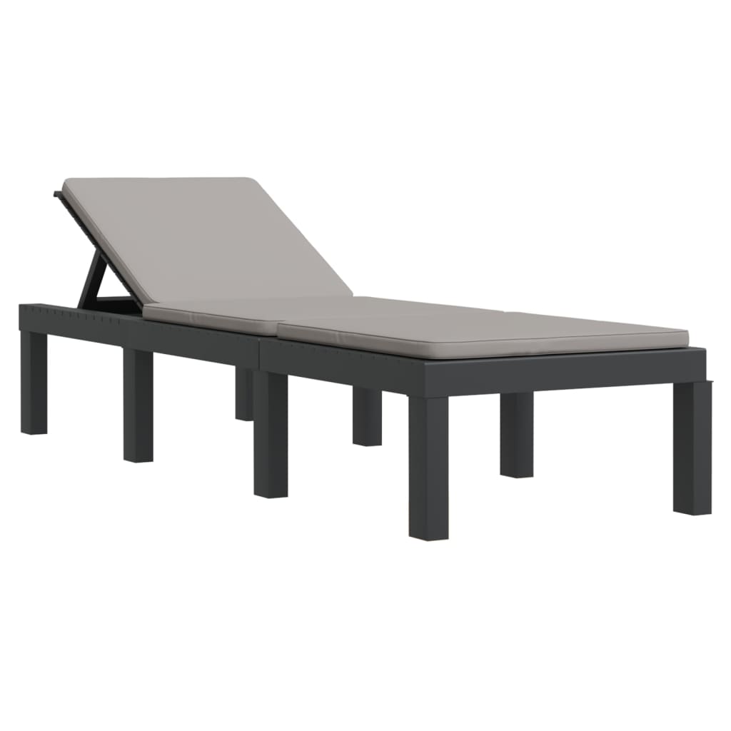 Ligbed met kussens PP antracietkleurig is nu te koop bij PeponiXL, paradijselijk wonen!