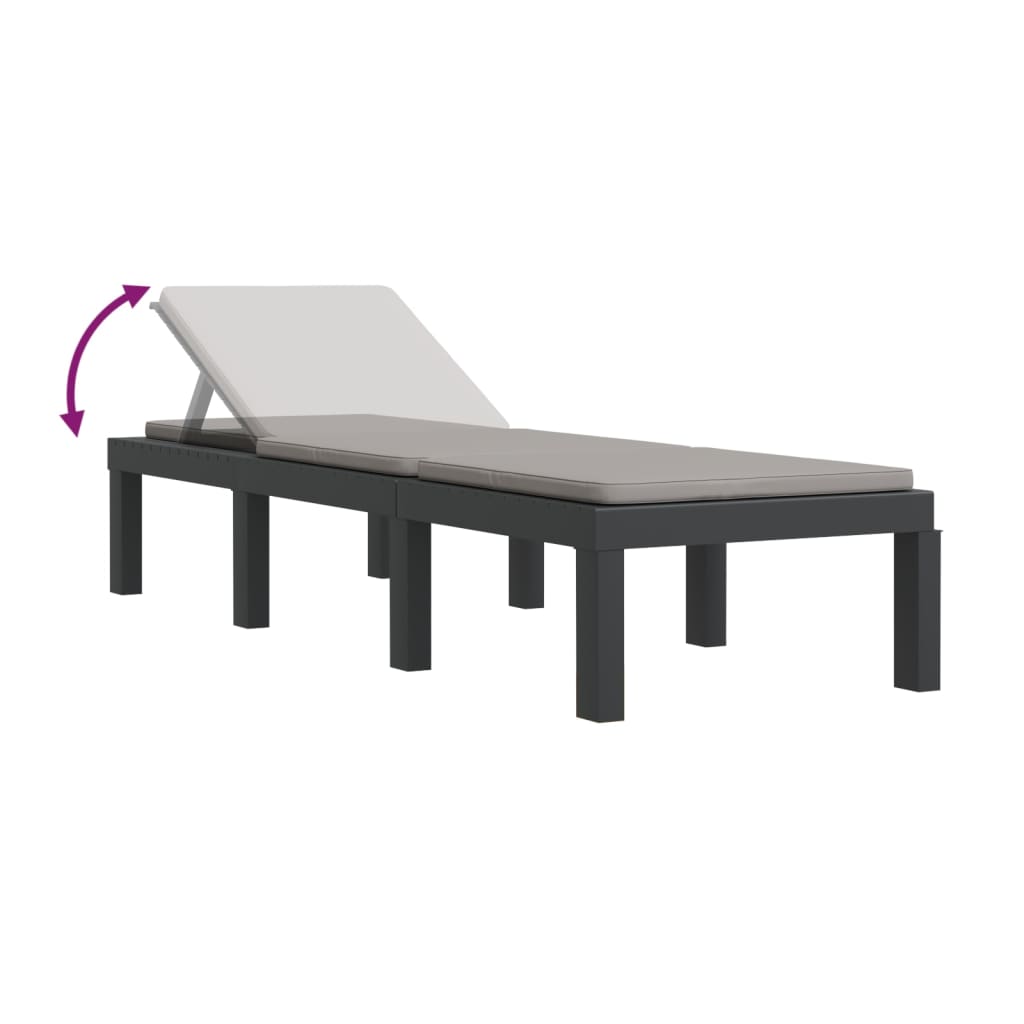 Ligbed met kussens PP antracietkleurig is nu te koop bij PeponiXL, paradijselijk wonen!