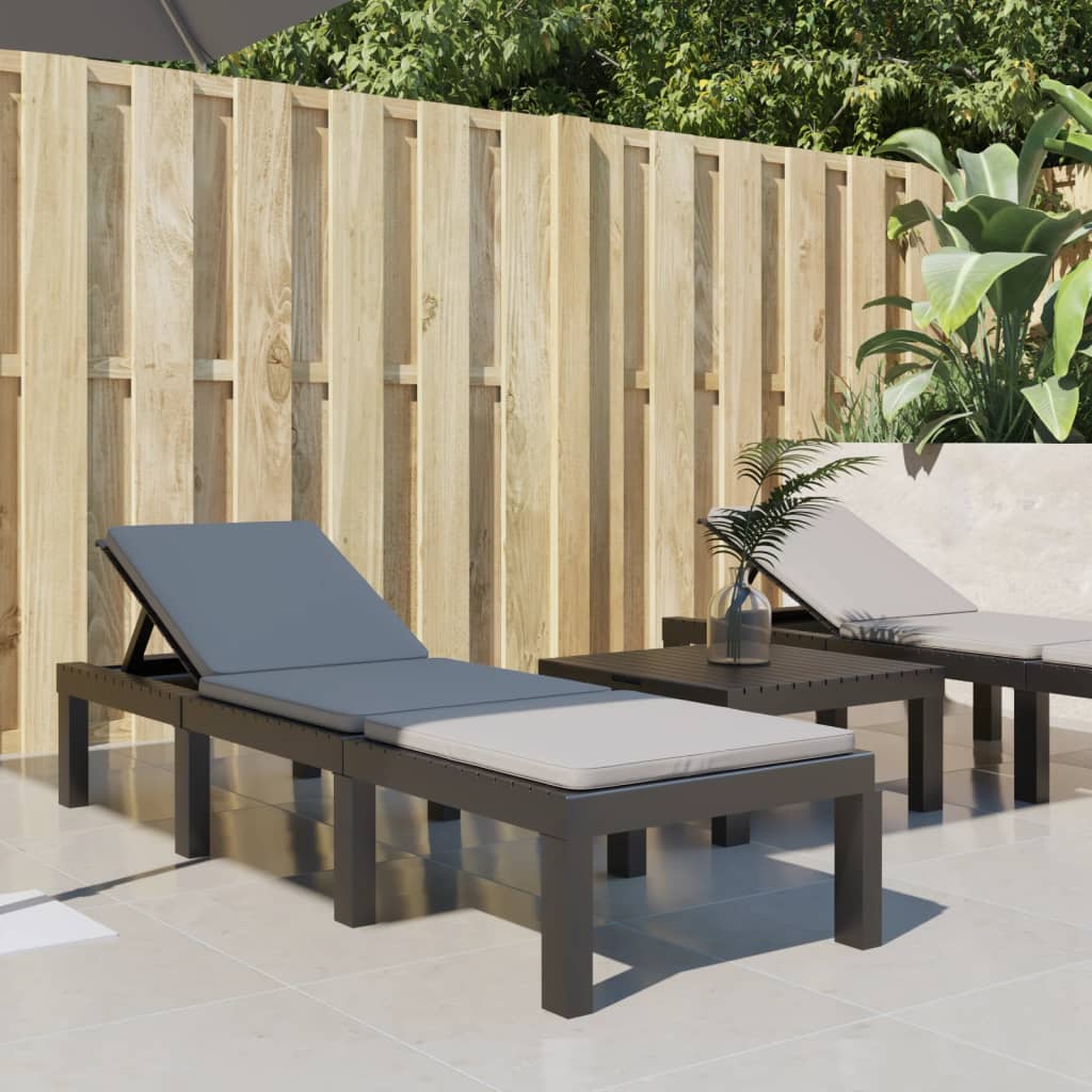 Ligbed met kussens PP antracietkleurig is nu te koop bij PeponiXL, paradijselijk wonen!
