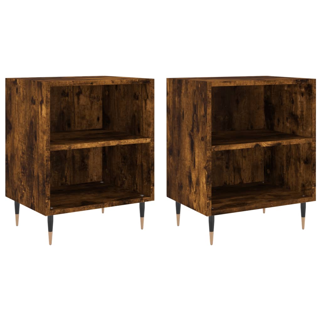 Nachtkastjes 2 st 40x30x50 cm bewerkt hout gerookt eikenkleurig is nu te koop bij PeponiXL, paradijselijk wonen!