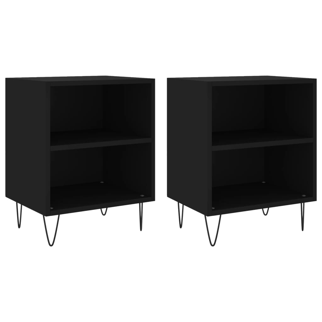 Nachtkastjes 2 st 40x30x50 cm bewerkt hout zwart is nu te koop bij PeponiXL, paradijselijk wonen!