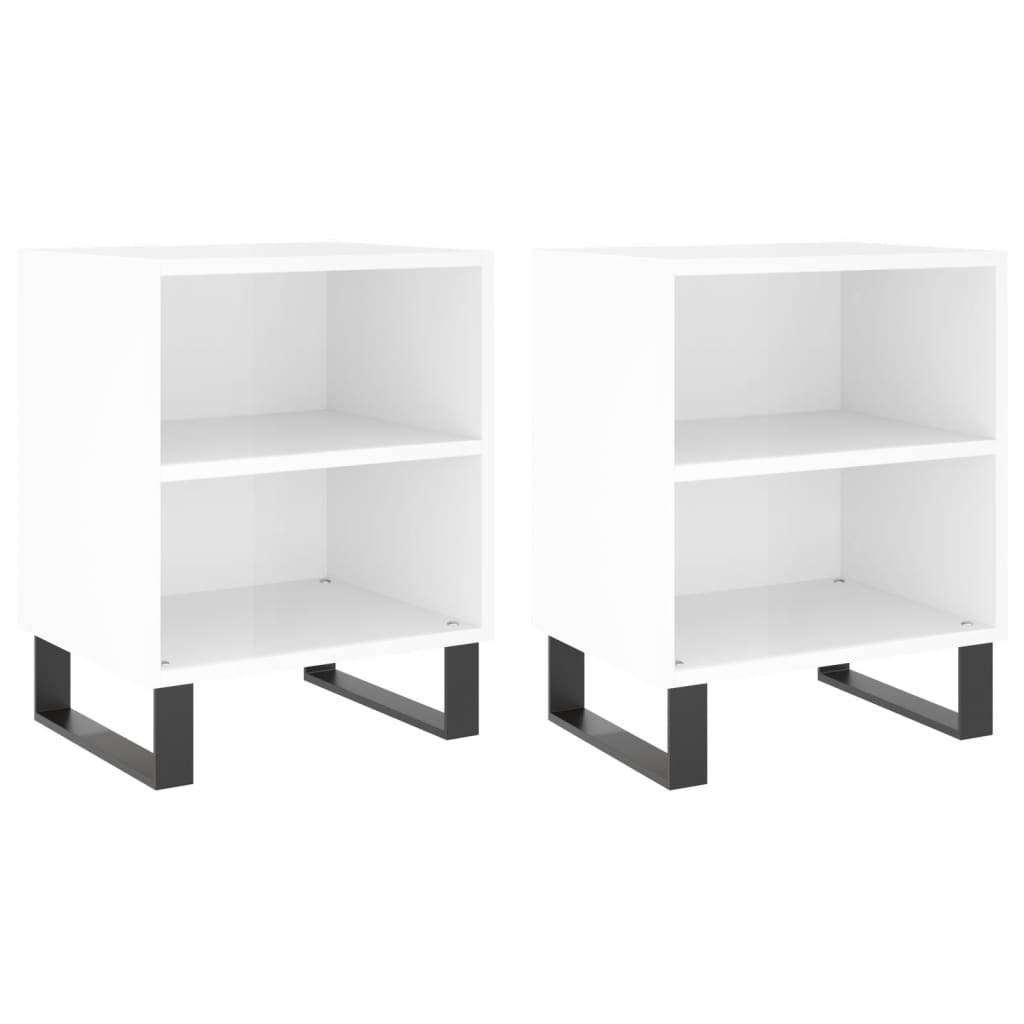 Nachtkastjes 2 st 40x30x50 cm bewerkt hout hoogglans wit is nu te koop bij PeponiXL, paradijselijk wonen!