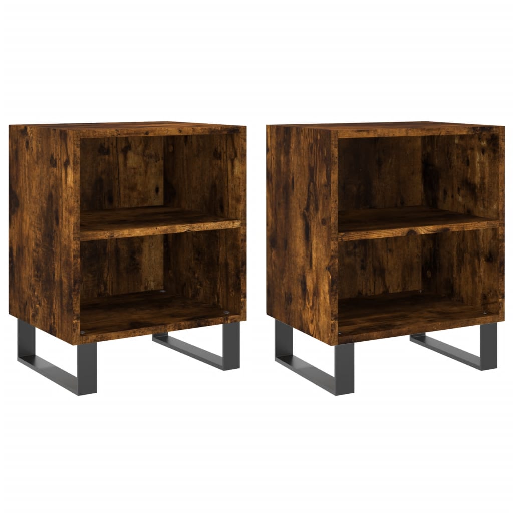Nachtkastjes 2 st 40x30x50 cm bewerkt hout gerookt eikenkleurig is nu te koop bij PeponiXL, paradijselijk wonen!