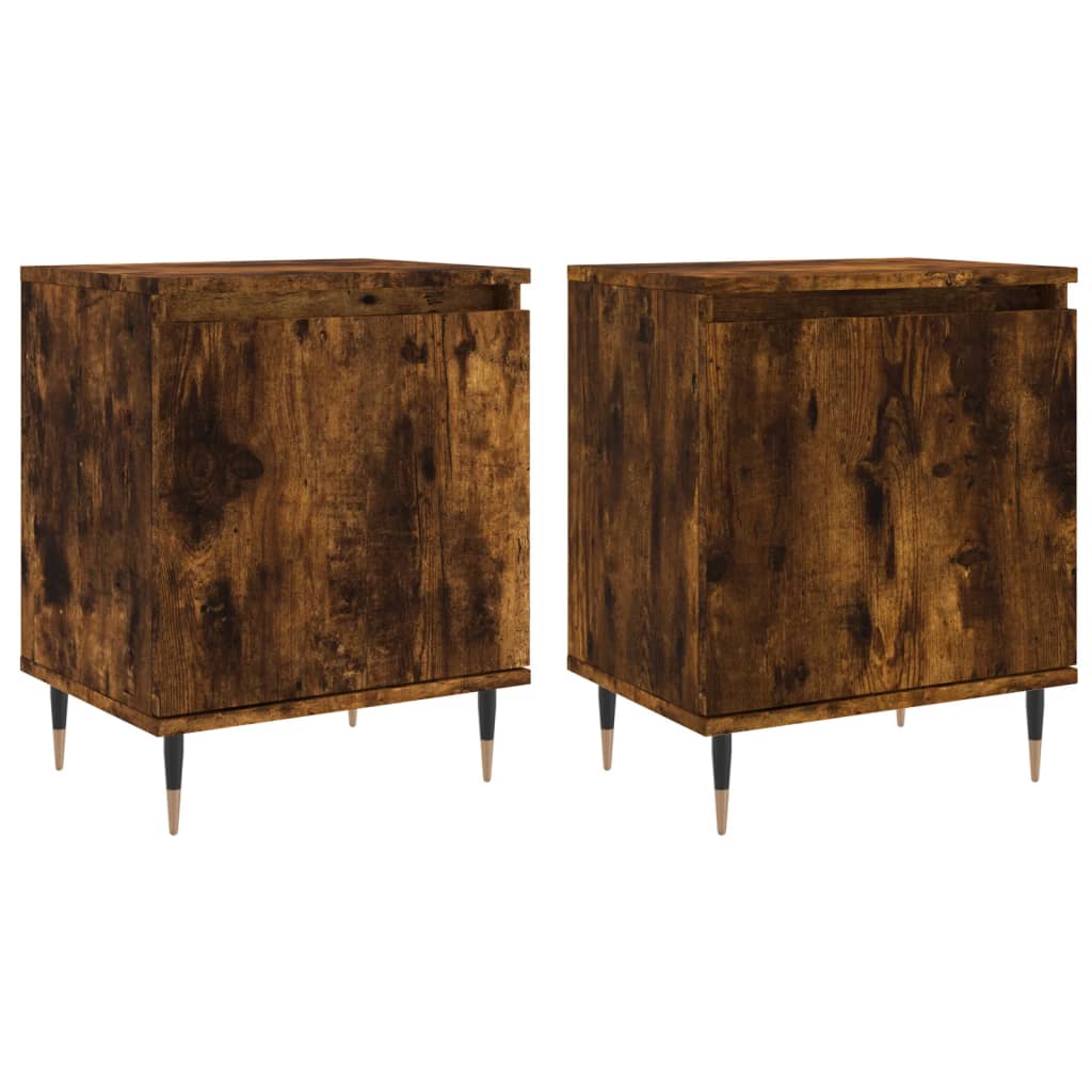 Nachtkastjes 2 st 40x30x50 cm bewerkt hout gerookt eikenkleurig is nu te koop bij PeponiXL, paradijselijk wonen!