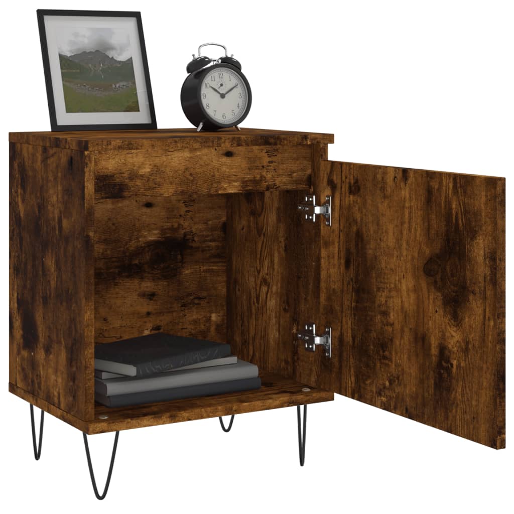 Nachtkastje 40x30x50 cm bewerkt hout gerookt eikenkleurig is nu te koop bij PeponiXL, paradijselijk wonen!