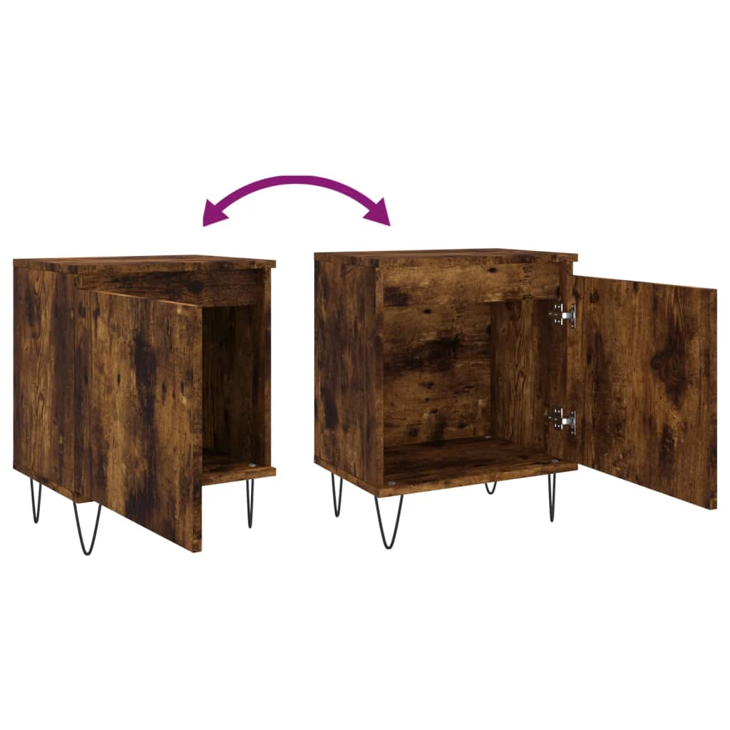 Nachtkastje 40x30x50 cm bewerkt hout gerookt eikenkleurig is nu te koop bij PeponiXL, paradijselijk wonen!