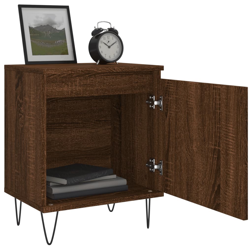 Nachtkastje 40x30x50 cm bewerkt hout bruin eikenkleur is nu te koop bij PeponiXL, paradijselijk wonen!