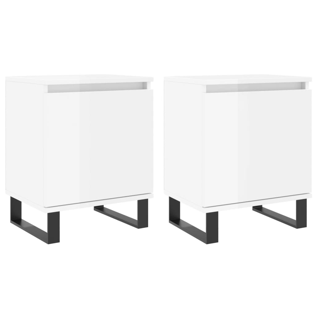 Nachtkastjes 2 st 40x30x50 cm bewerkt hout hoogglans wit is nu te koop bij PeponiXL, paradijselijk wonen!