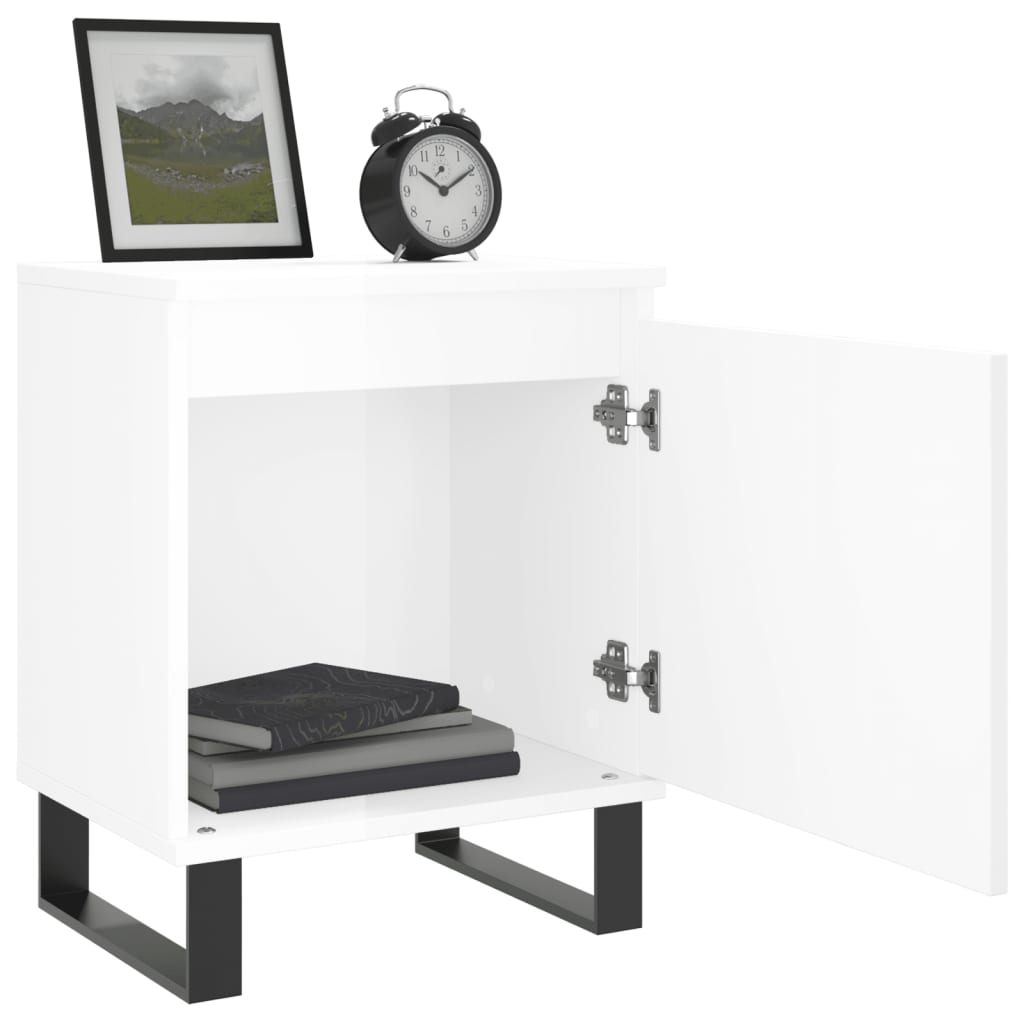 Nachtkastjes 2 st 40x30x50 cm bewerkt hout hoogglans wit is nu te koop bij PeponiXL, paradijselijk wonen!