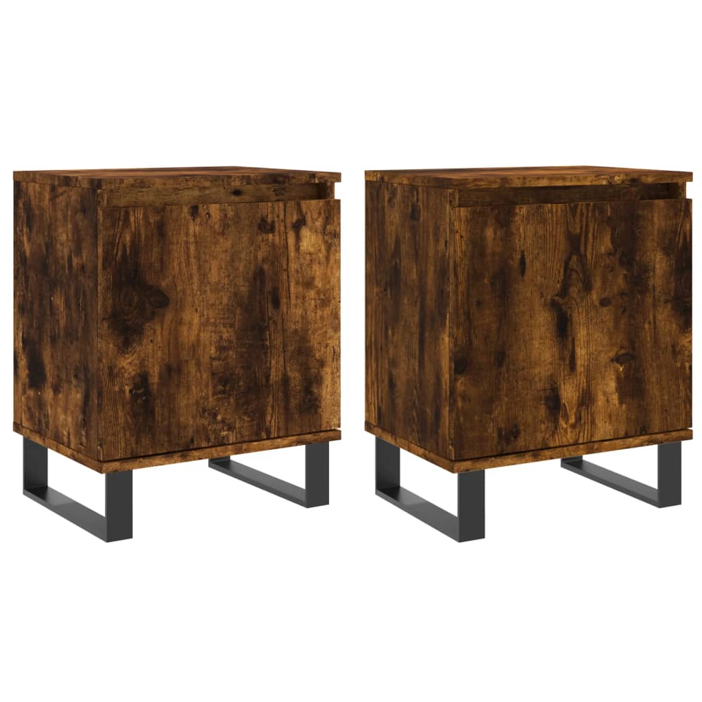 Nachtkastjes 2 st 40x30x50 cm bewerkt hout gerookt eikenkleurig is nu te koop bij PeponiXL, paradijselijk wonen!
