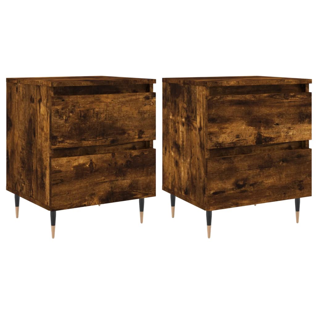 Nachtkastjes 2 st 40x35x50 cm bewerkt hout gerookt eikenkleurig is nu te koop bij PeponiXL, paradijselijk wonen!