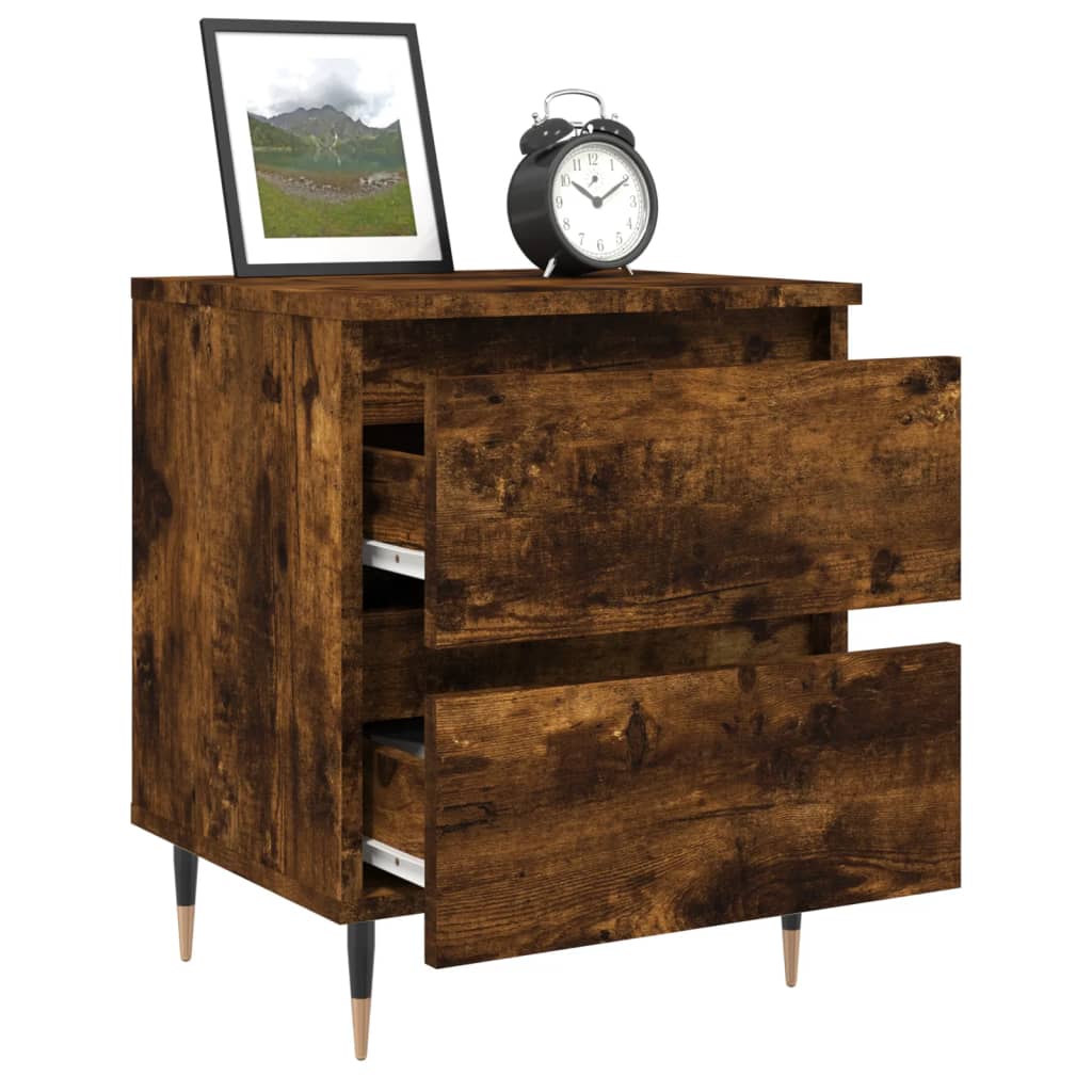 Nachtkastjes 2 st 40x35x50 cm bewerkt hout gerookt eikenkleurig is nu te koop bij PeponiXL, paradijselijk wonen!