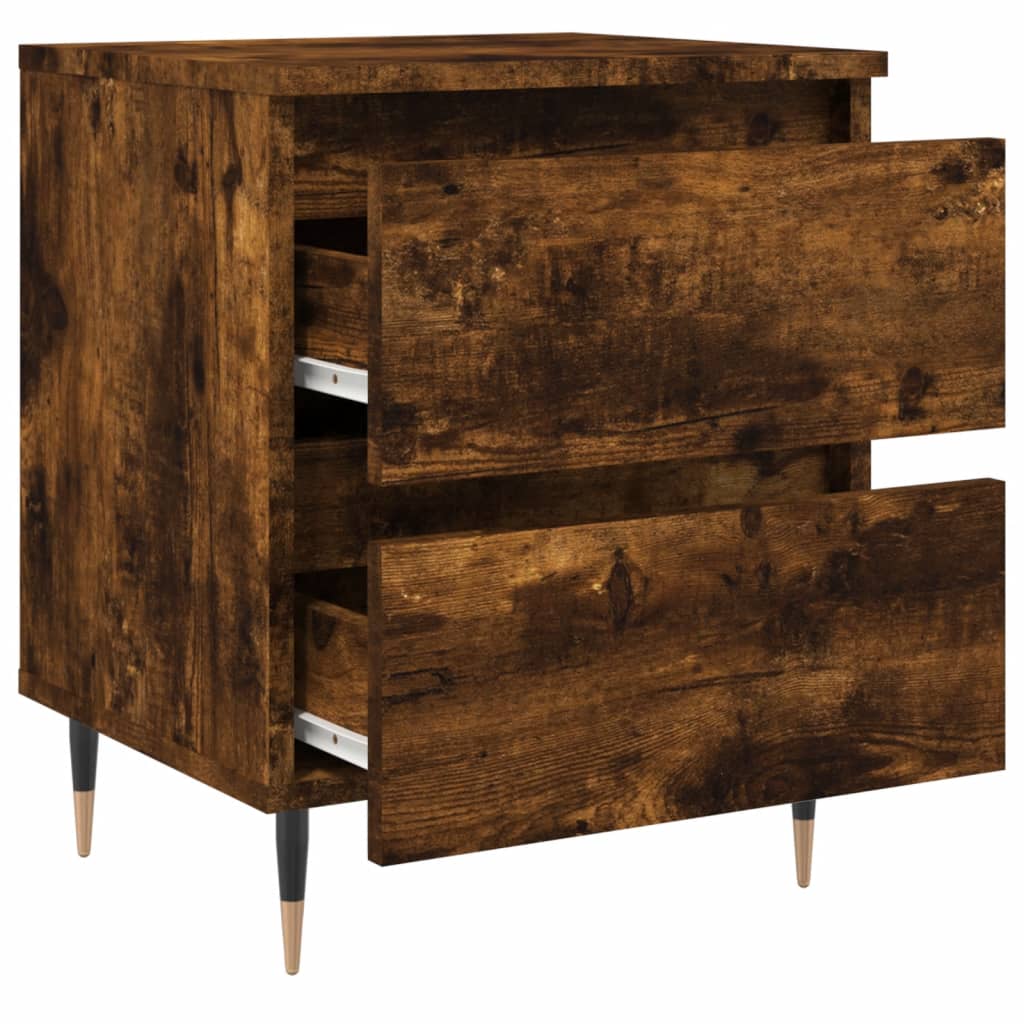 Nachtkastjes 2 st 40x35x50 cm bewerkt hout gerookt eikenkleurig is nu te koop bij PeponiXL, paradijselijk wonen!