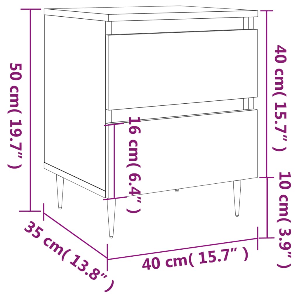 Nachtkastjes 2 st 40x35x50 cm bewerkt hout gerookt eikenkleurig is nu te koop bij PeponiXL, paradijselijk wonen!