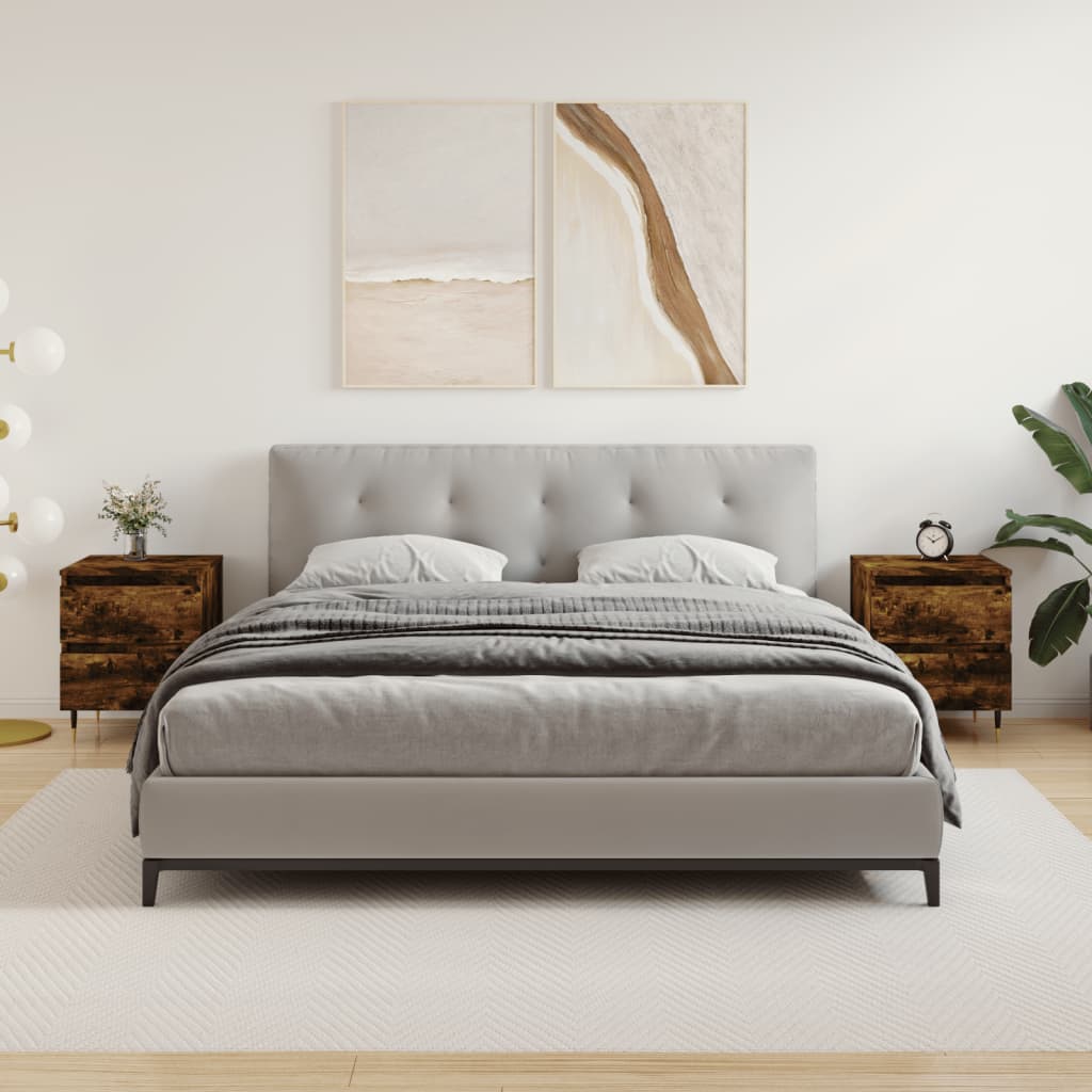 Nachtkastjes 2 st 40x35x50 cm bewerkt hout gerookt eikenkleurig is nu te koop bij PeponiXL, paradijselijk wonen!