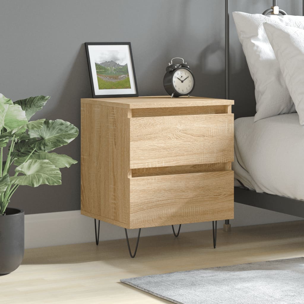 Nachtkastje 40x35x50 cm bewerkt hout sonoma eikenkleurig is nu te koop bij PeponiXL, paradijselijk wonen!