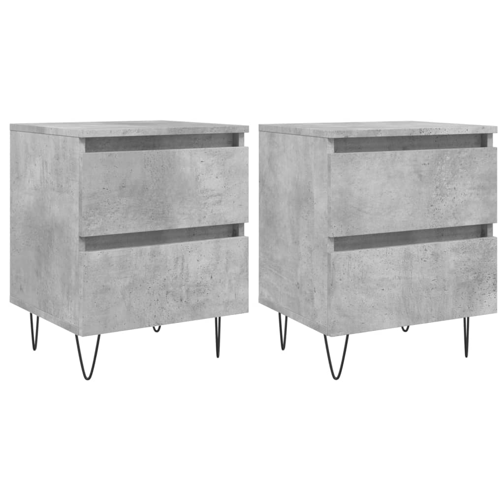 Nachtkastjes 2 st 40x35x50 cm bewerkt hout betongrijs is nu te koop bij PeponiXL, paradijselijk wonen!