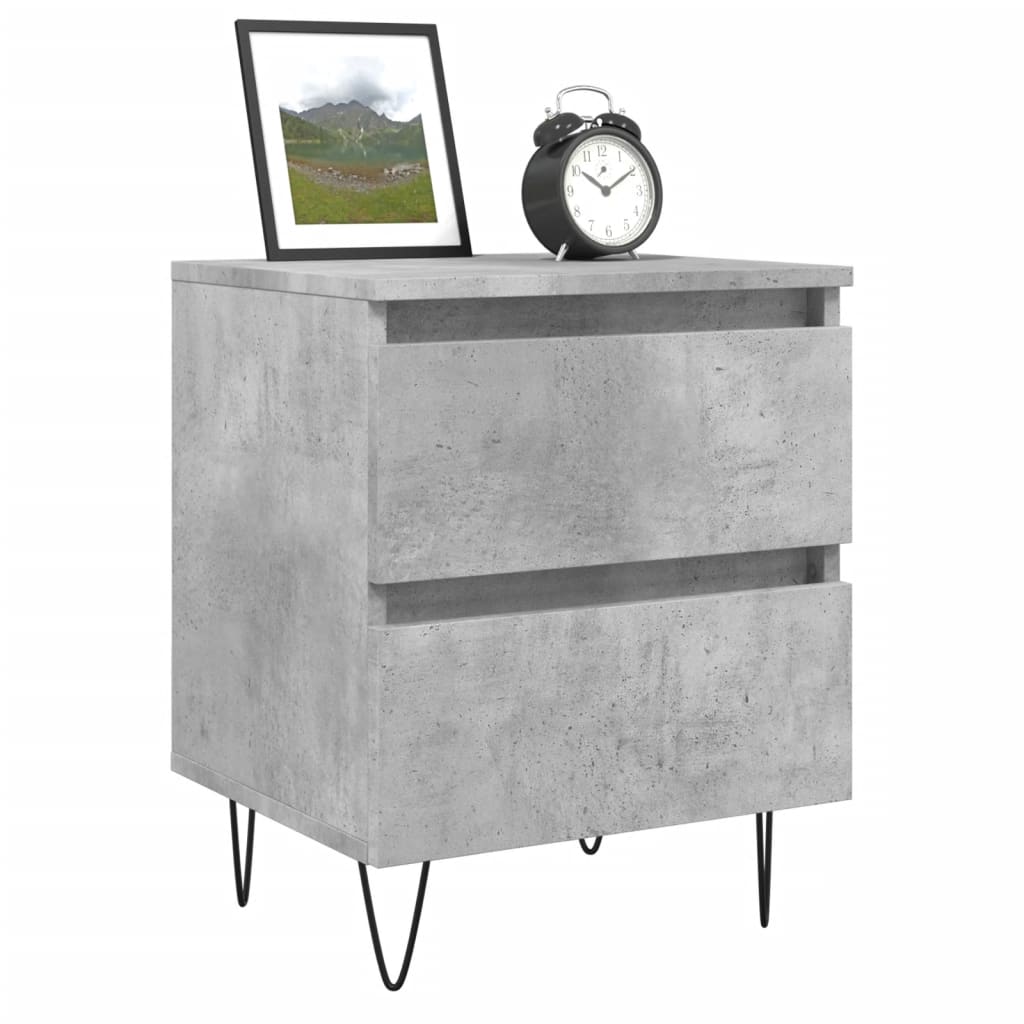 Nachtkastjes 2 st 40x35x50 cm bewerkt hout betongrijs is nu te koop bij PeponiXL, paradijselijk wonen!