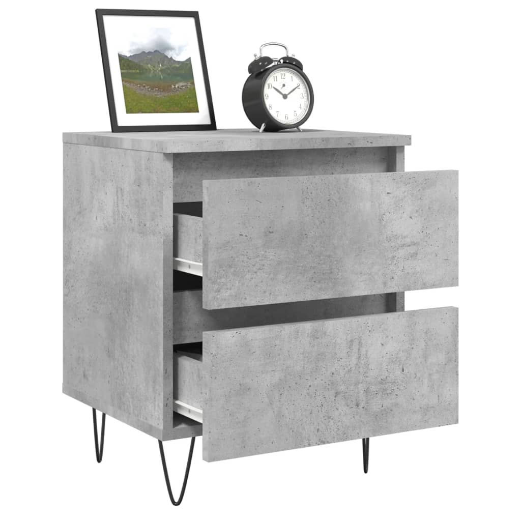 Nachtkastjes 2 st 40x35x50 cm bewerkt hout betongrijs is nu te koop bij PeponiXL, paradijselijk wonen!