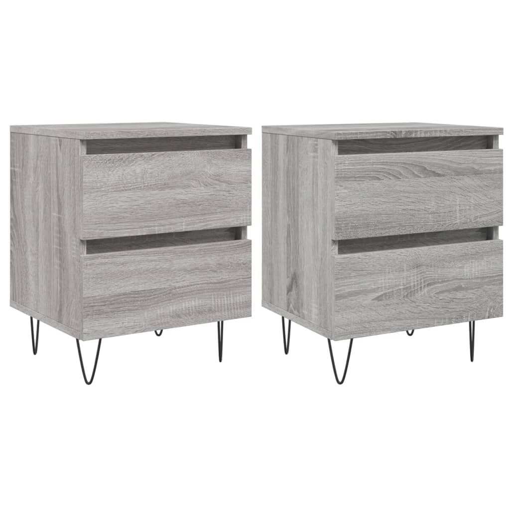 Nachtkastjes 2 st 40x35x50 cm bewerkt hout grijs sonoma eiken is nu te koop bij PeponiXL, paradijselijk wonen!