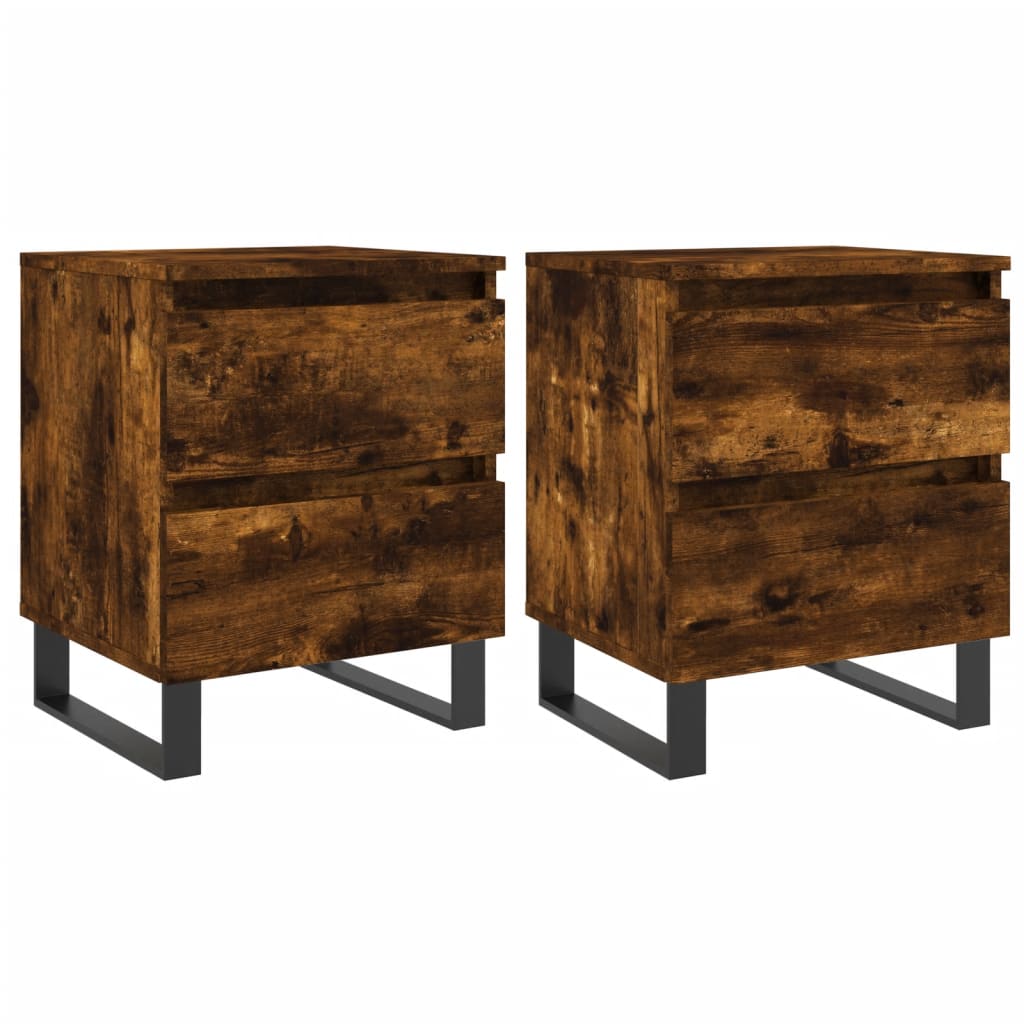 Nachtkastjes 2 st 40x35x50 cm bewerkt hout gerookt eikenkleurig is nu te koop bij PeponiXL, paradijselijk wonen!