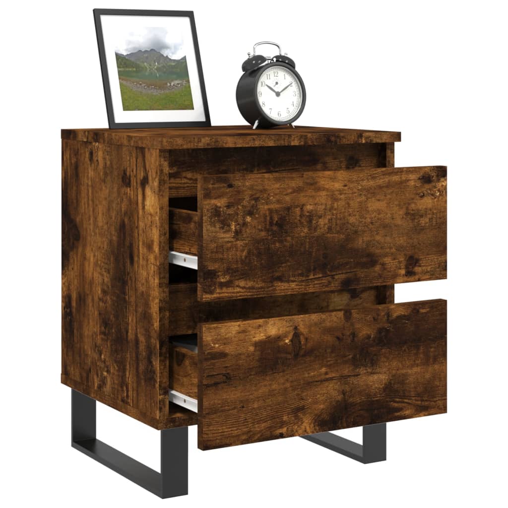 Nachtkastjes 2 st 40x35x50 cm bewerkt hout gerookt eikenkleurig is nu te koop bij PeponiXL, paradijselijk wonen!