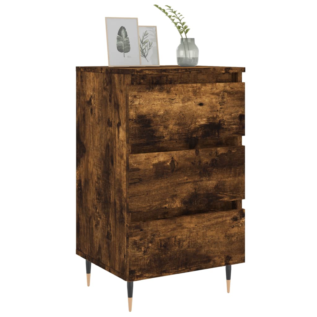 Nachtkastjes 2 st 40x35x69 cm bewerkt hout gerookt eikenkleurig is nu te koop bij PeponiXL, paradijselijk wonen!