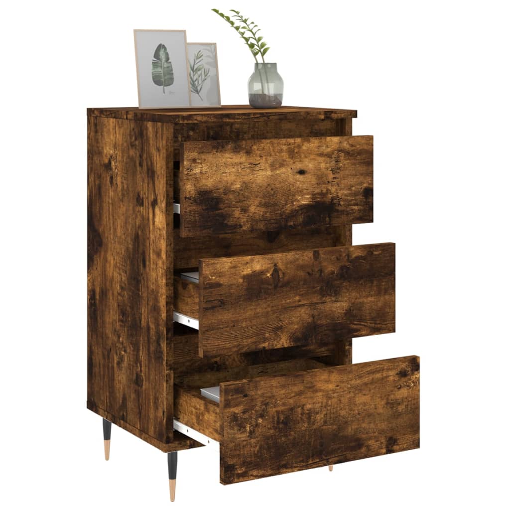 Nachtkastjes 2 st 40x35x69 cm bewerkt hout gerookt eikenkleurig is nu te koop bij PeponiXL, paradijselijk wonen!