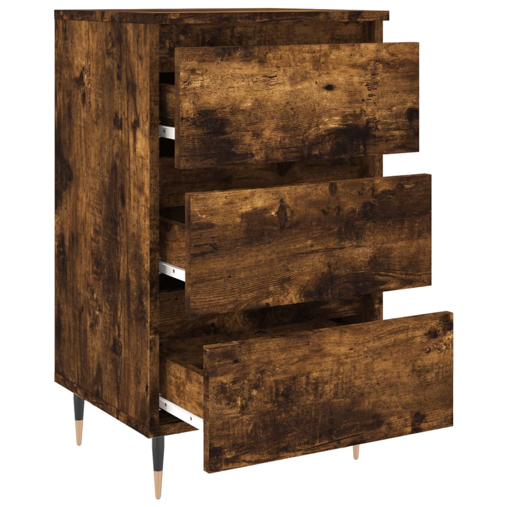 Nachtkastjes 2 st 40x35x69 cm bewerkt hout gerookt eikenkleurig is nu te koop bij PeponiXL, paradijselijk wonen!