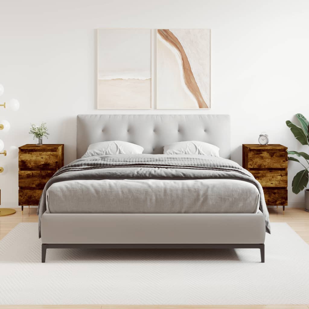 Nachtkastjes 2 st 40x35x69 cm bewerkt hout gerookt eikenkleurig is nu te koop bij PeponiXL, paradijselijk wonen!
