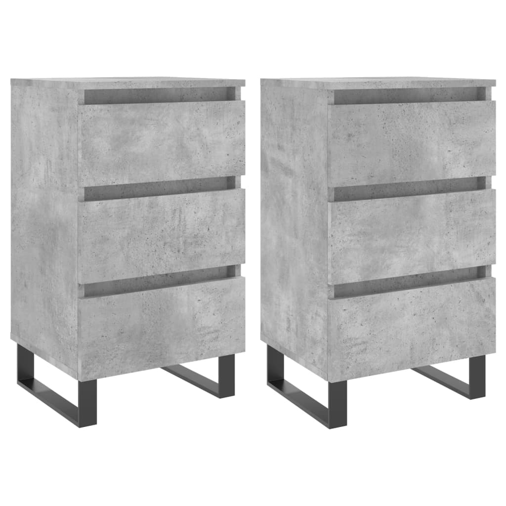 Nachtkastjes 2 st 40x35x69 cm bewerkt hout betongrijs is nu te koop bij PeponiXL, paradijselijk wonen!
