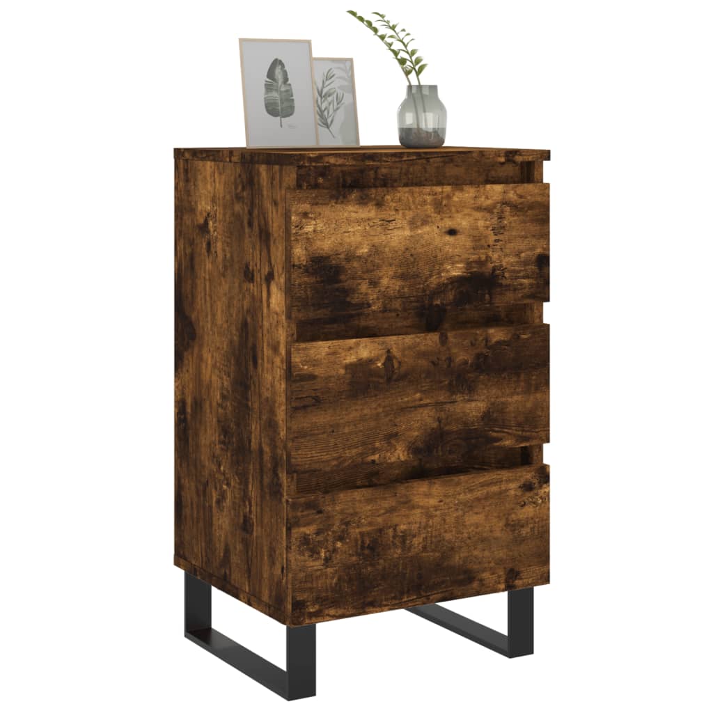 Nachtkastjes 2 st 40x35x69 cm bewerkt hout gerookt eikenkleurig is nu te koop bij PeponiXL, paradijselijk wonen!