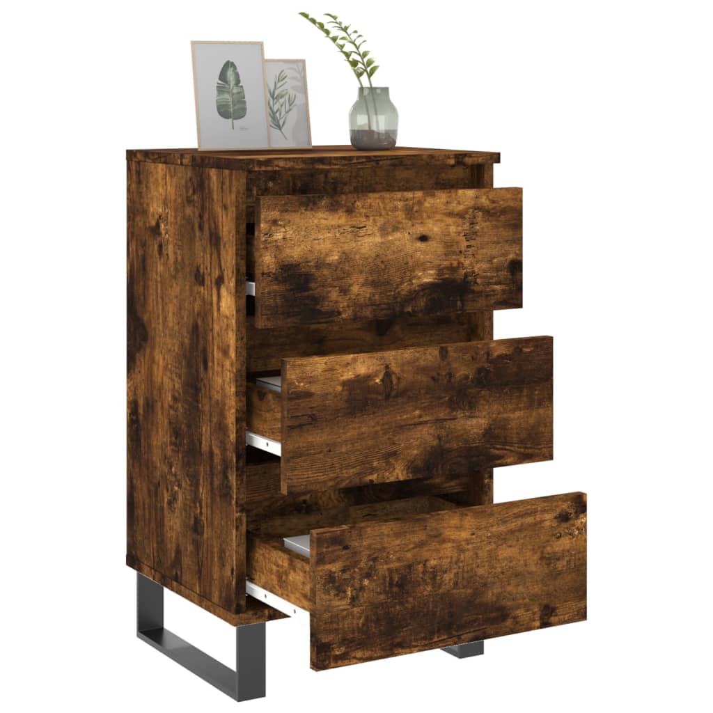 Nachtkastjes 2 st 40x35x69 cm bewerkt hout gerookt eikenkleurig is nu te koop bij PeponiXL, paradijselijk wonen!