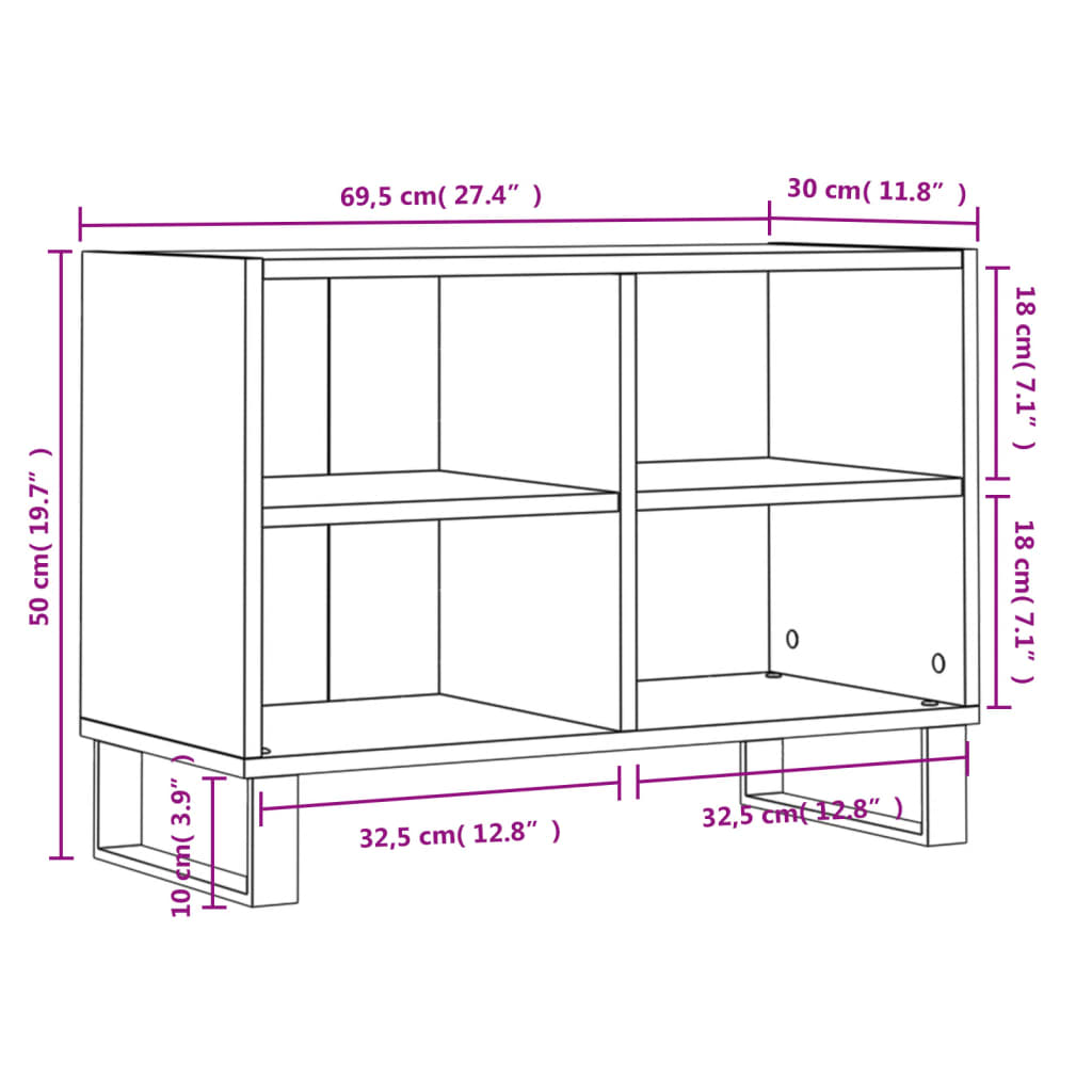 Tv-meubel 69,5x30x50 cm bewerkt hout hoogglans wit is nu te koop bij PeponiXL, paradijselijk wonen!