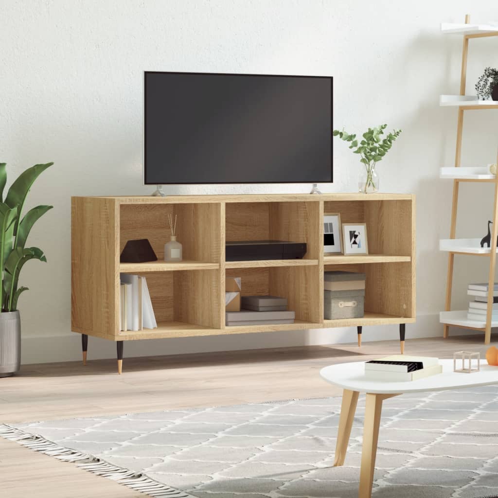 Tv-meubel 103,5x30x50 cm bewerkt hout sonoma eikenkleurig is nu te koop bij PeponiXL, paradijselijk wonen!