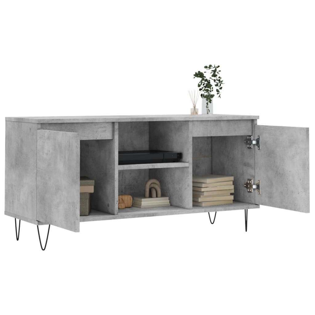 Tv-meubel 104x35x50 cm bewerkt hout betongrijs is nu te koop bij PeponiXL, paradijselijk wonen!