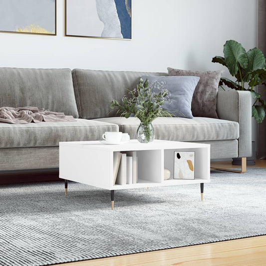 Salontafel 60x60x30 cm bewerkt hout wit is nu te koop bij PeponiXL, paradijselijk wonen!