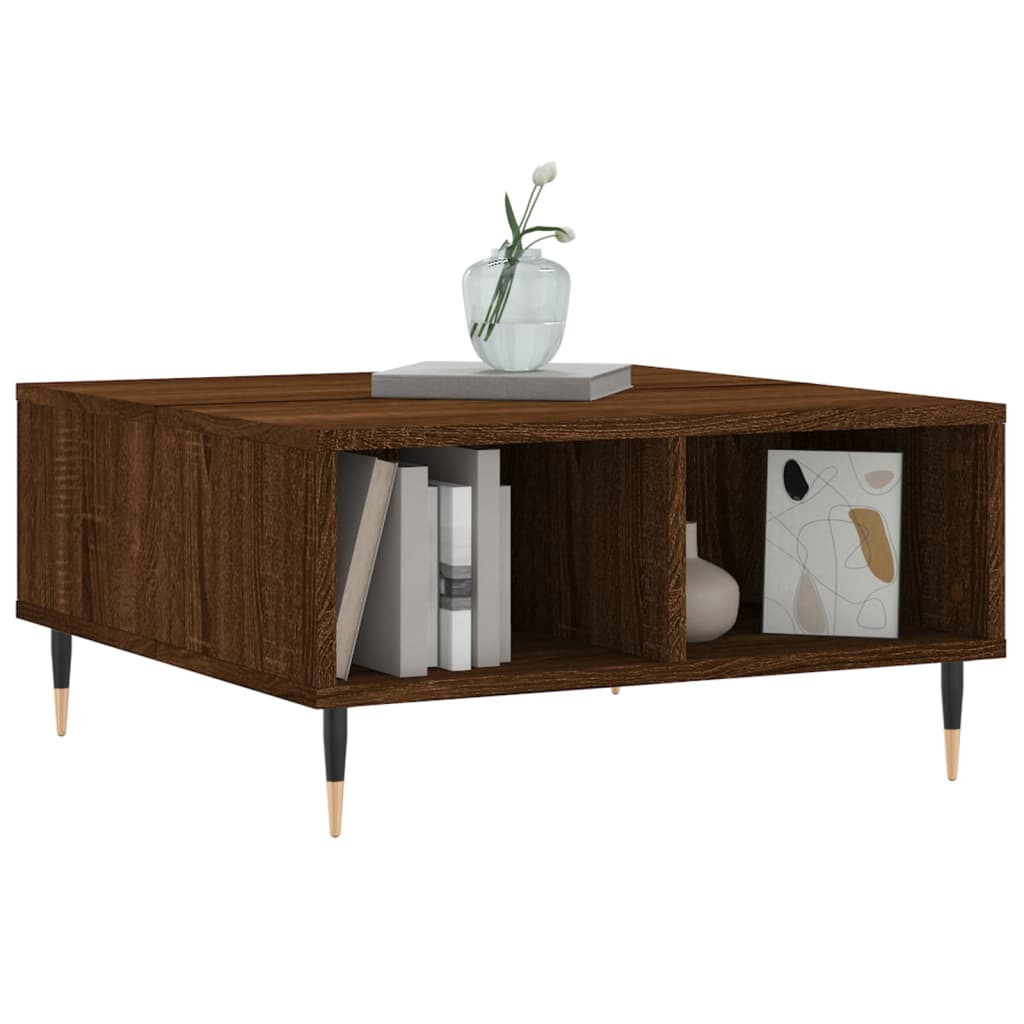 Salontafel 60x60x30 cm bewerkt hout bruineiken is nu te koop bij PeponiXL, paradijselijk wonen!