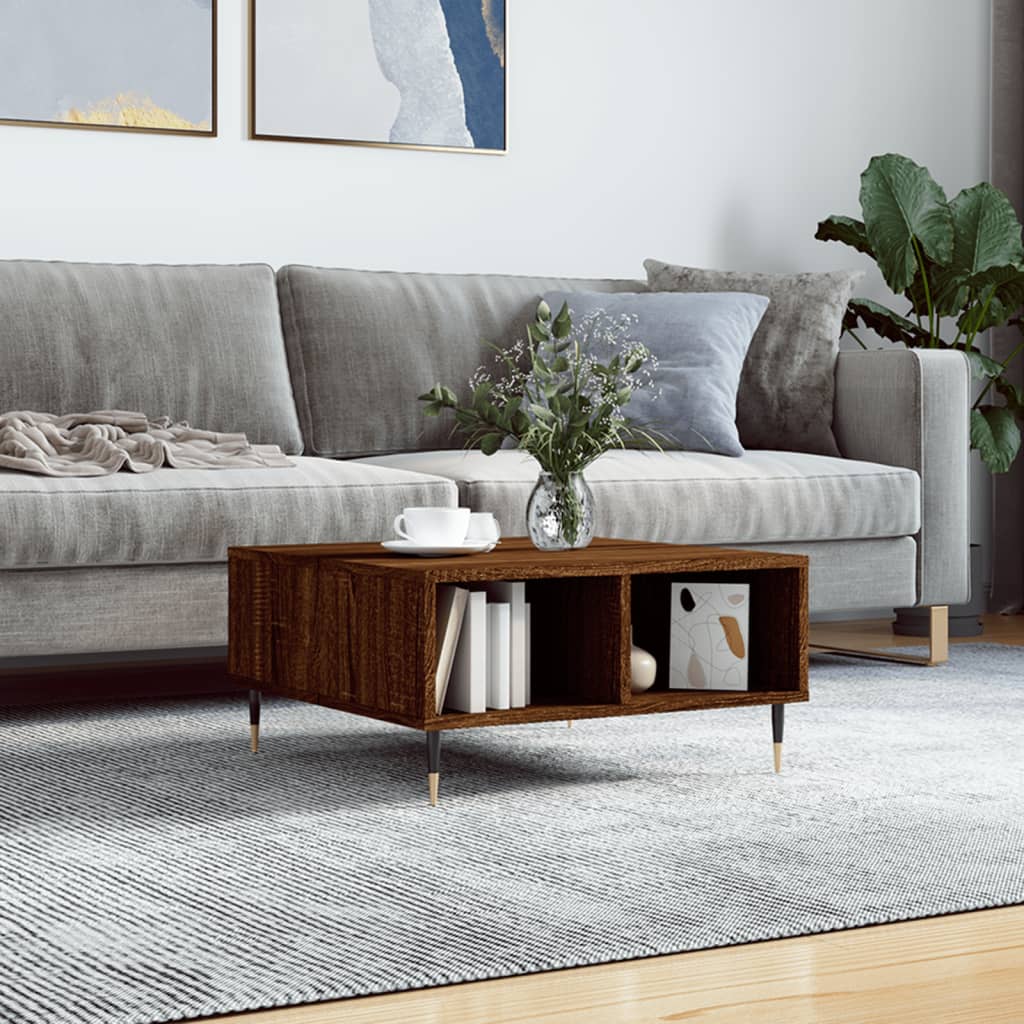 Salontafel 60x60x30 cm bewerkt hout bruineiken is nu te koop bij PeponiXL, paradijselijk wonen!