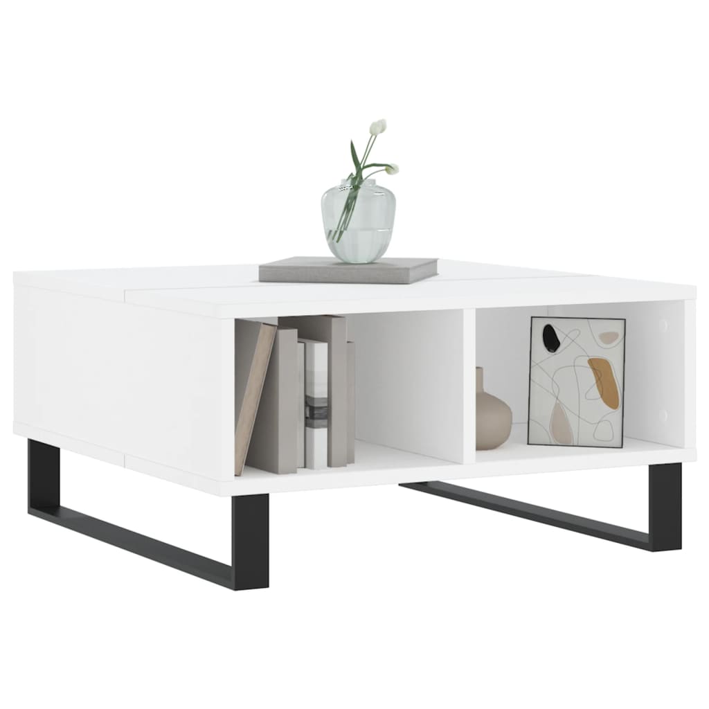 Salontafel 60x60x30 cm bewerkt hout wit is nu te koop bij PeponiXL, paradijselijk wonen!