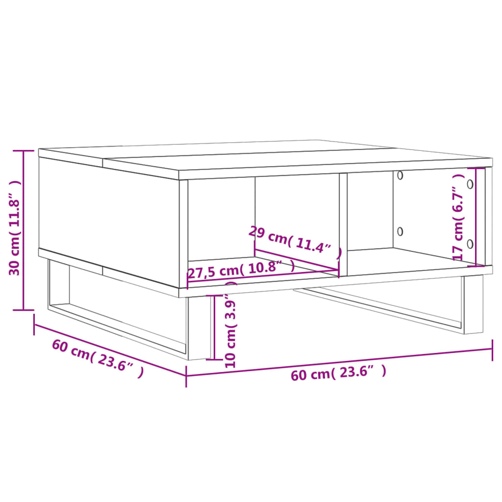 Salontafel 60x60x30 cm bewerkt hout wit is nu te koop bij PeponiXL, paradijselijk wonen!