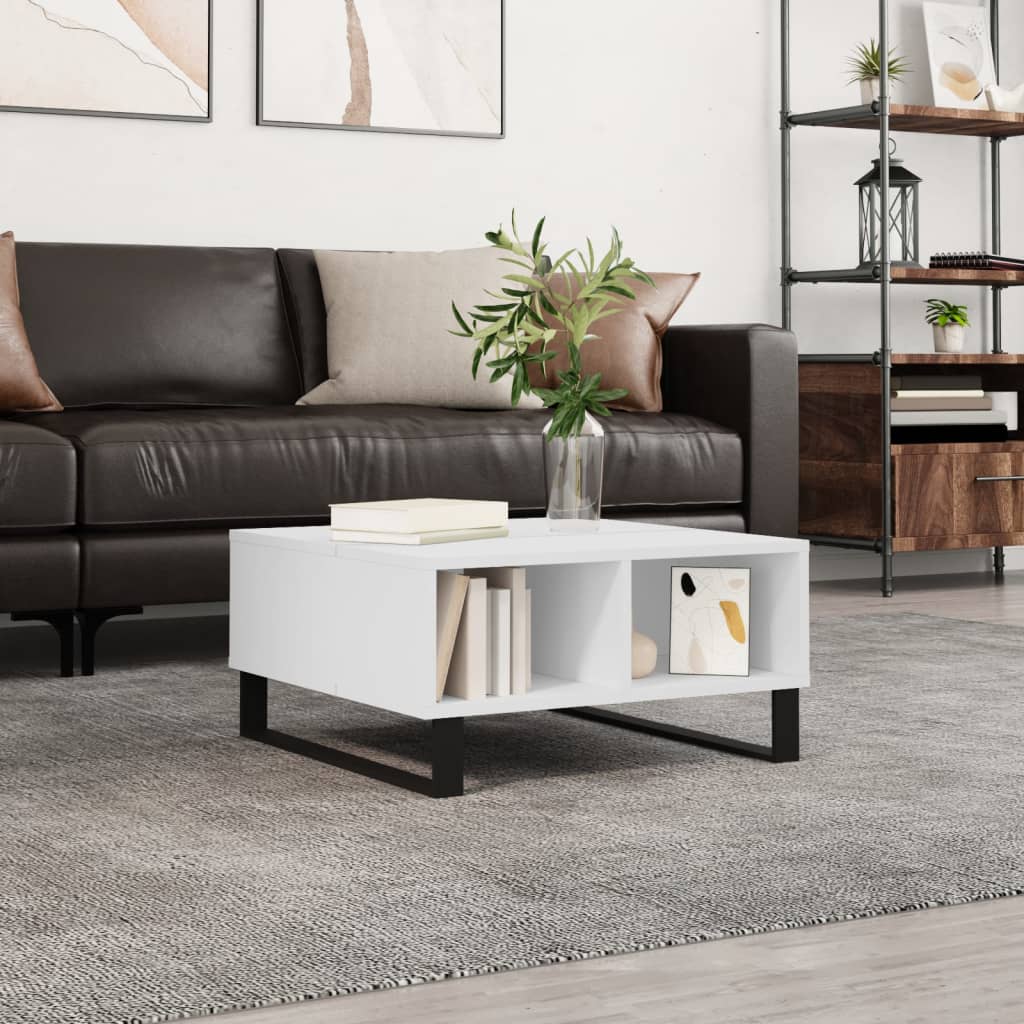 Salontafel 60x60x30 cm bewerkt hout wit is nu te koop bij PeponiXL, paradijselijk wonen!
