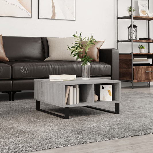 Salontafel 60x60x30 cm bewerkt hout grijs sonoma eikenkleurig is nu te koop bij PeponiXL, paradijselijk wonen!