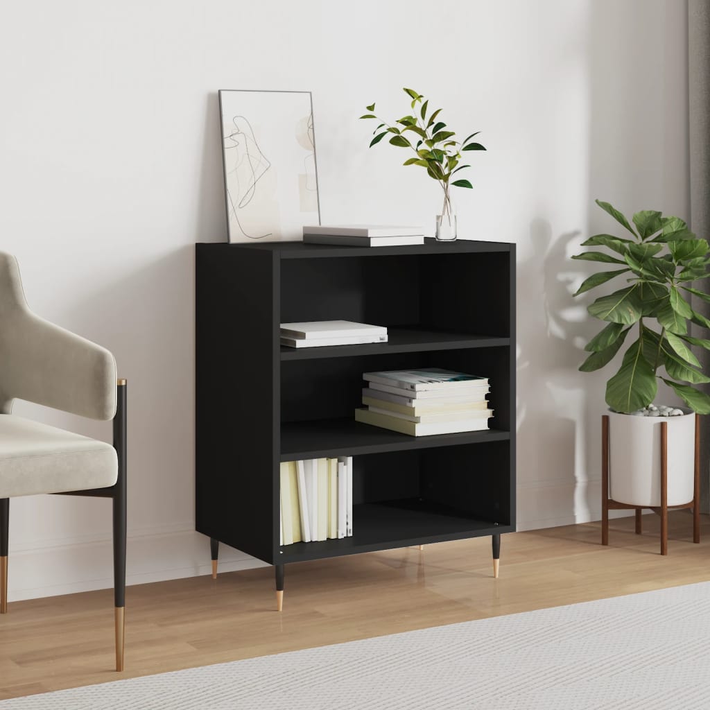 Dressoir 57x35x70 cm bewerkt hout zwart is nu te koop bij PeponiXL, paradijselijk wonen!