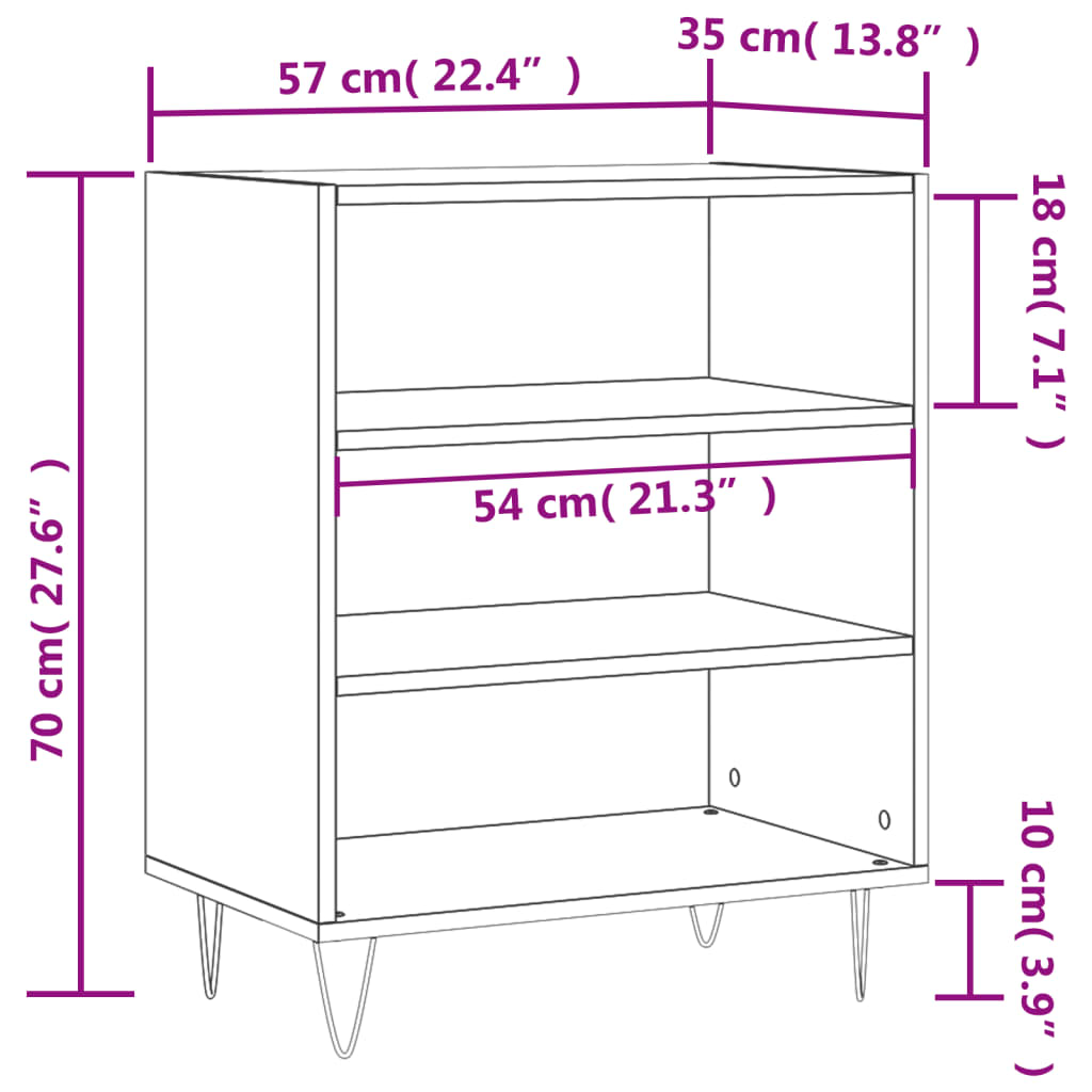 Dressoir 57x35x70 cm bewerkt hout hoogglans wit is nu te koop bij PeponiXL, paradijselijk wonen!