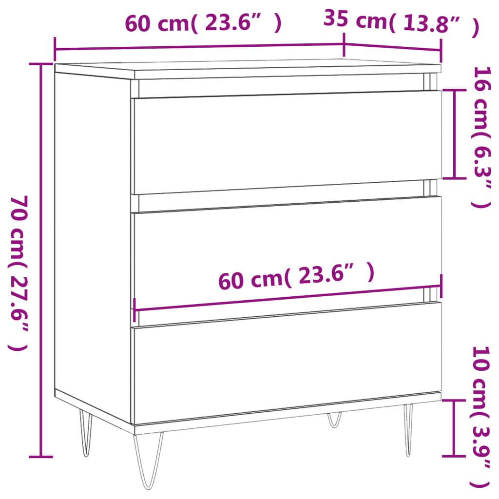 Dressoir 60x35x70 cm bewerkt hout grijs sonoma eikenkleurig is nu te koop bij PeponiXL, paradijselijk wonen!