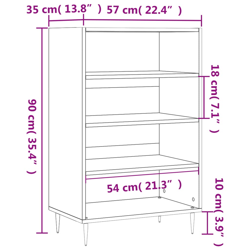 Hoge kast 57x35x90 cm bewerkt hout bruin eikenkleur is nu te koop bij PeponiXL, paradijselijk wonen!
