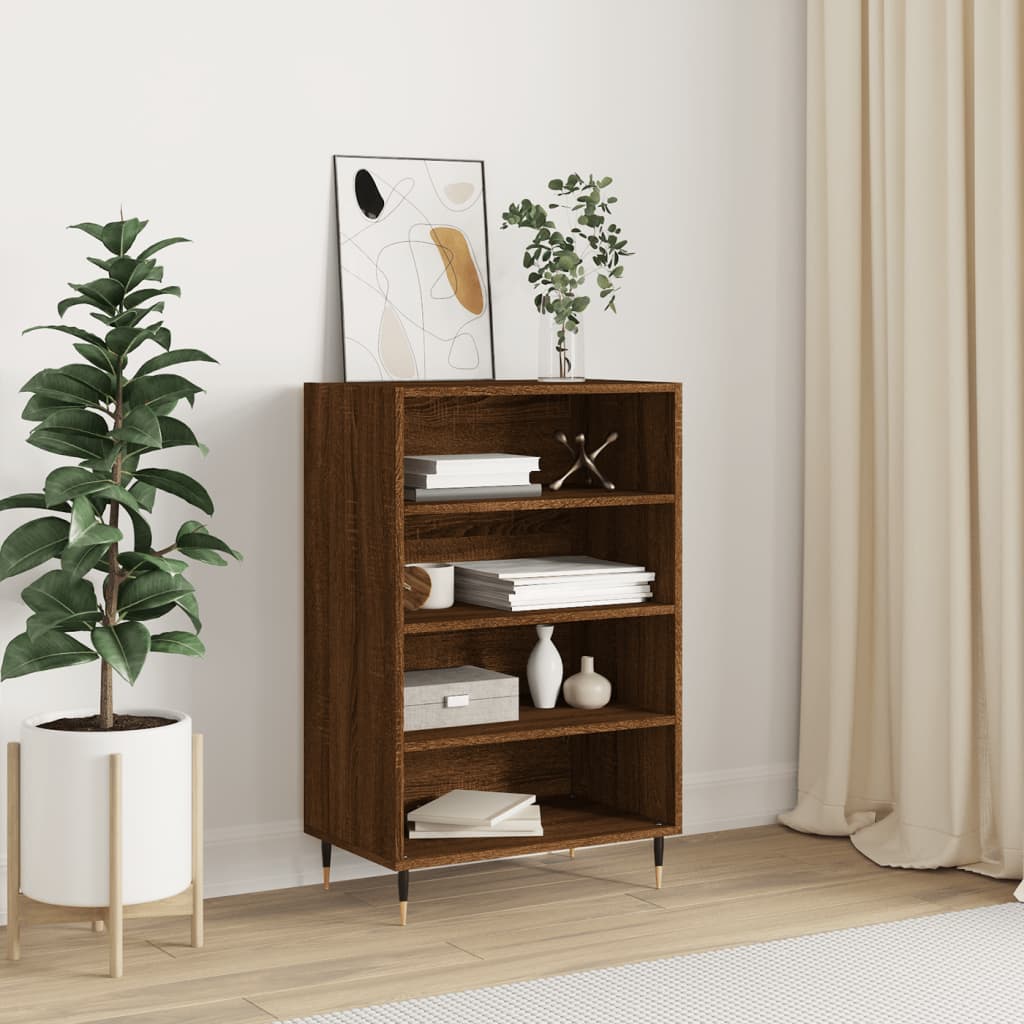 Hoge kast 57x35x90 cm bewerkt hout bruin eikenkleur is nu te koop bij PeponiXL, paradijselijk wonen!