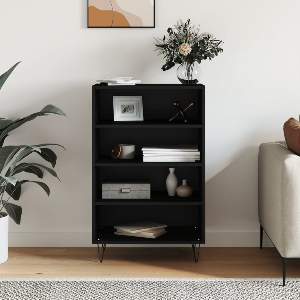 Hoge kast 57x35x90 cm bewerkt hout zwart is nu te koop bij PeponiXL, paradijselijk wonen!