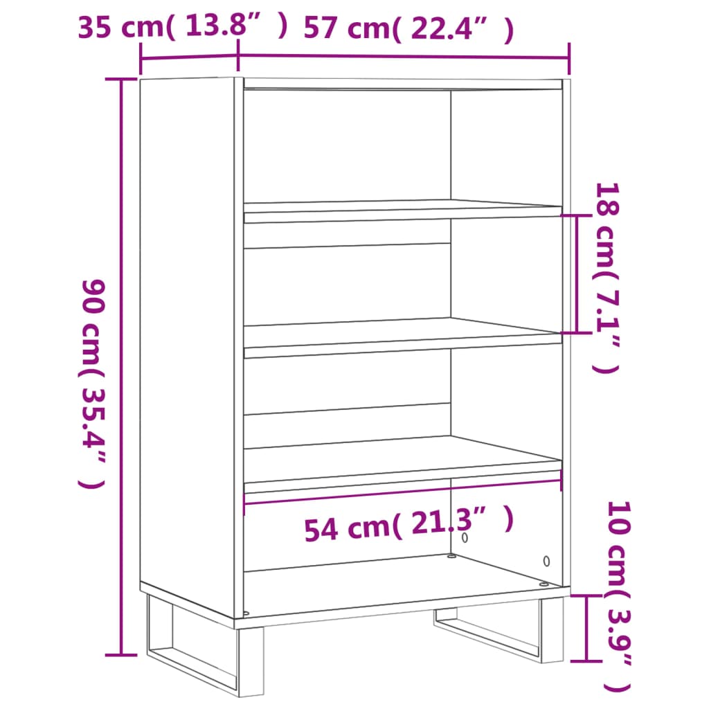 Hoge kast 57x35x90 cm bewerkt hout bruin eikenkleur is nu te koop bij PeponiXL, paradijselijk wonen!